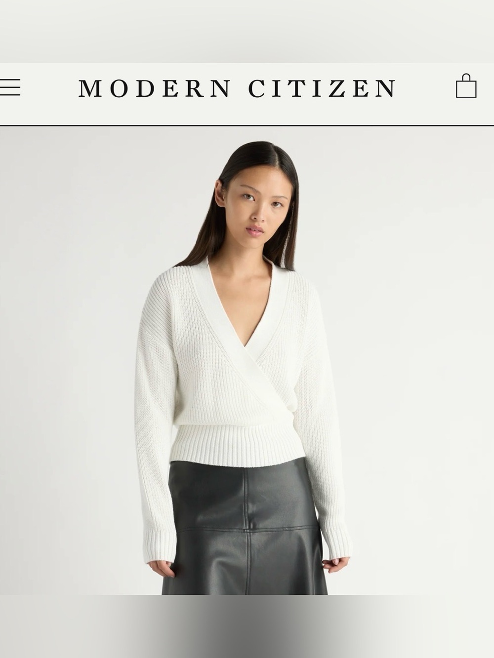 Modern Citizen Maren Cropped V-Neck Sweater White Small
